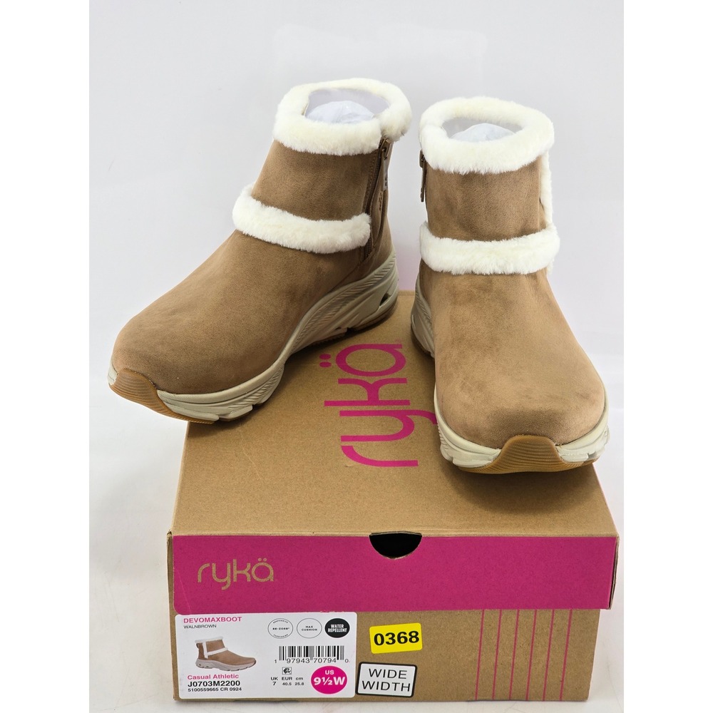 Ryka Devo Max Boot Women 9.5W Brown Faux Fur Water Repellent - NEW